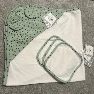 Kate Quinn Thyme Dot - Bear Ear Towel + Wash Cloth Bundle NEW